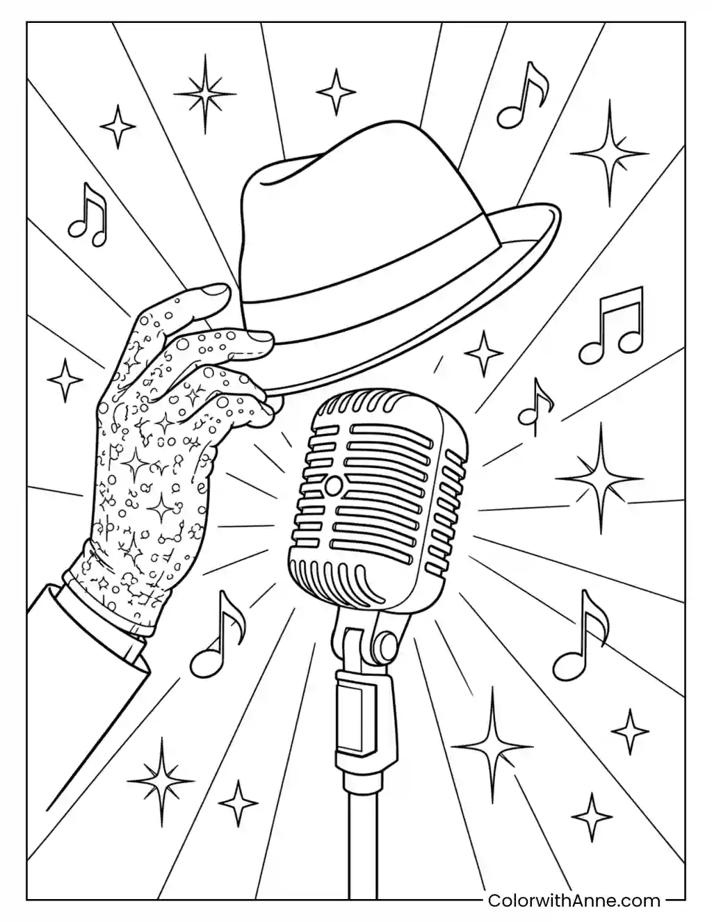 Hat Tip at a Vintage Microphone coloring page