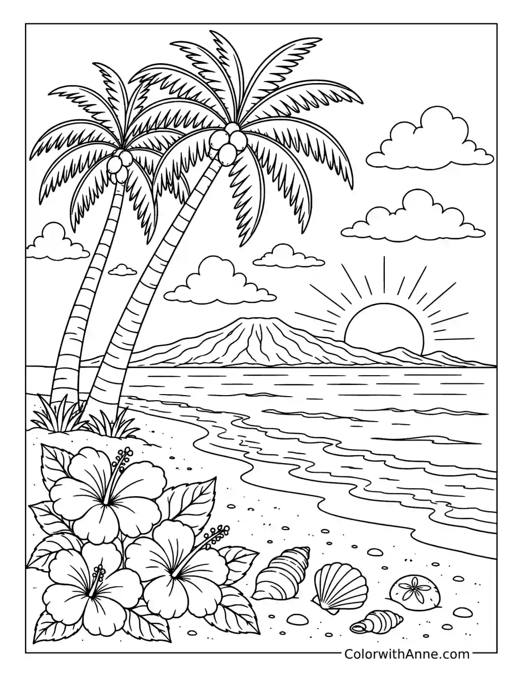 Hawaii Paradise Beach coloring page