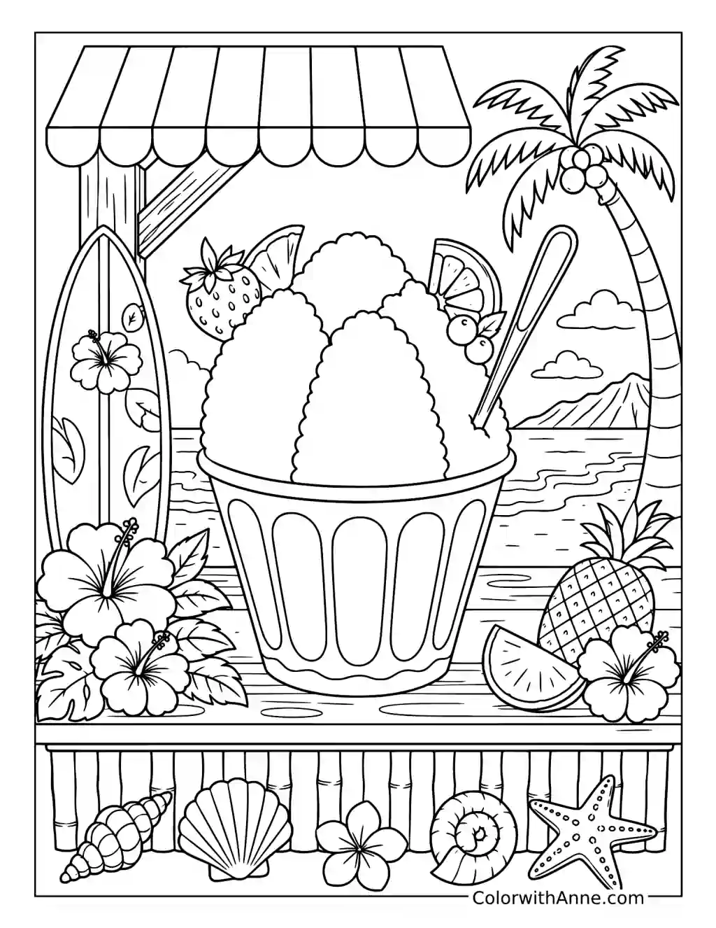 Hawaiian Shave Ice Stand coloring page