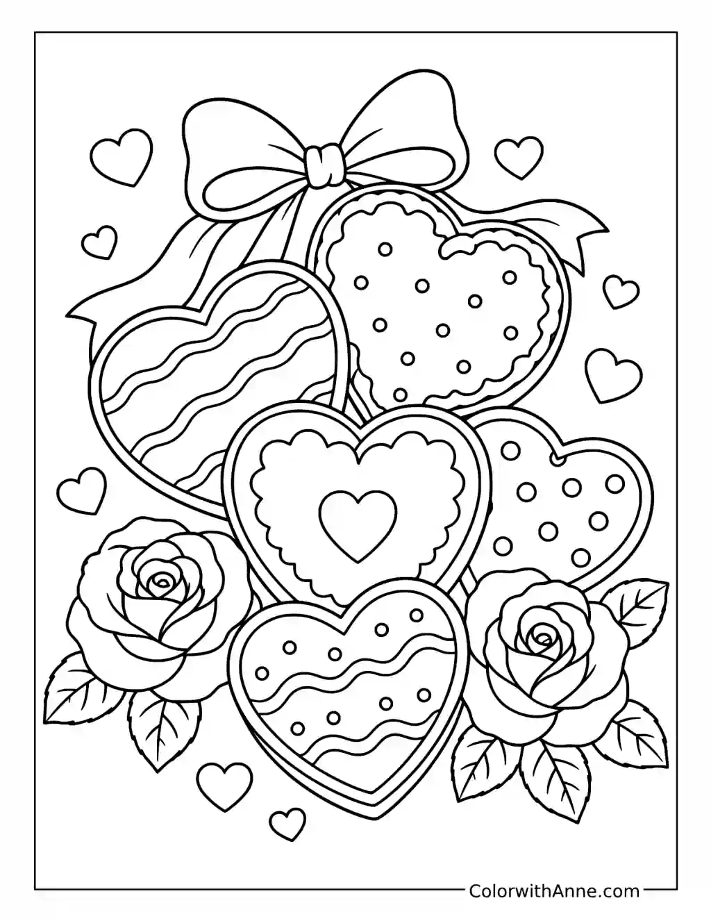 Heart Cookies for Valentine’s Day coloring page