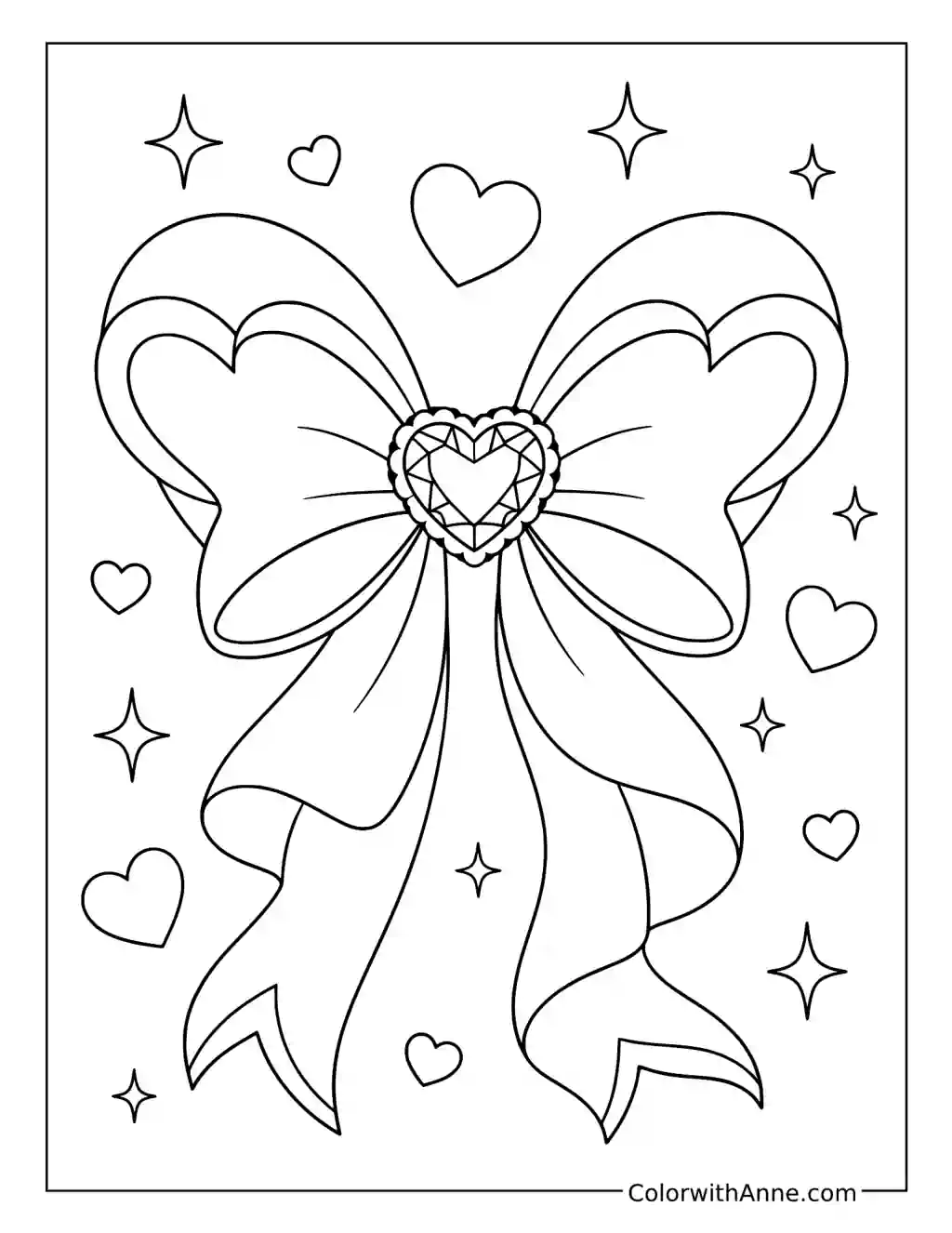 Heart-Shaped Bow coloring page