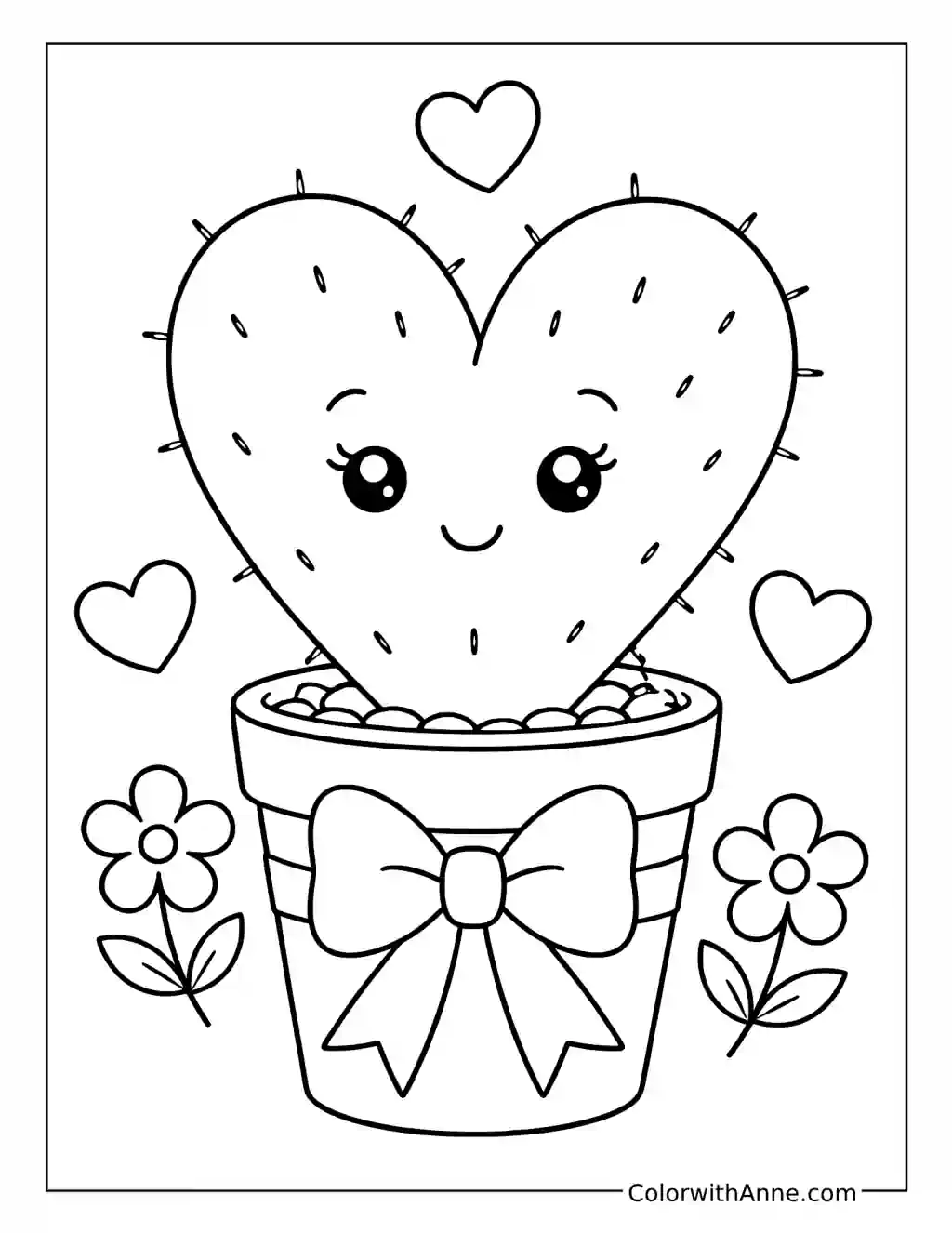 Heart-Shaped Cactus coloring page