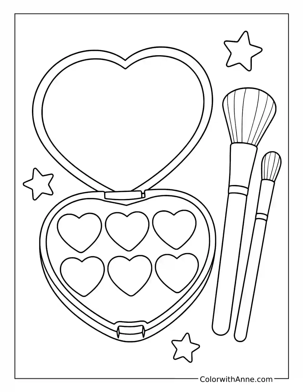 Heart-Shaped Eyeshadow Palette coloring page