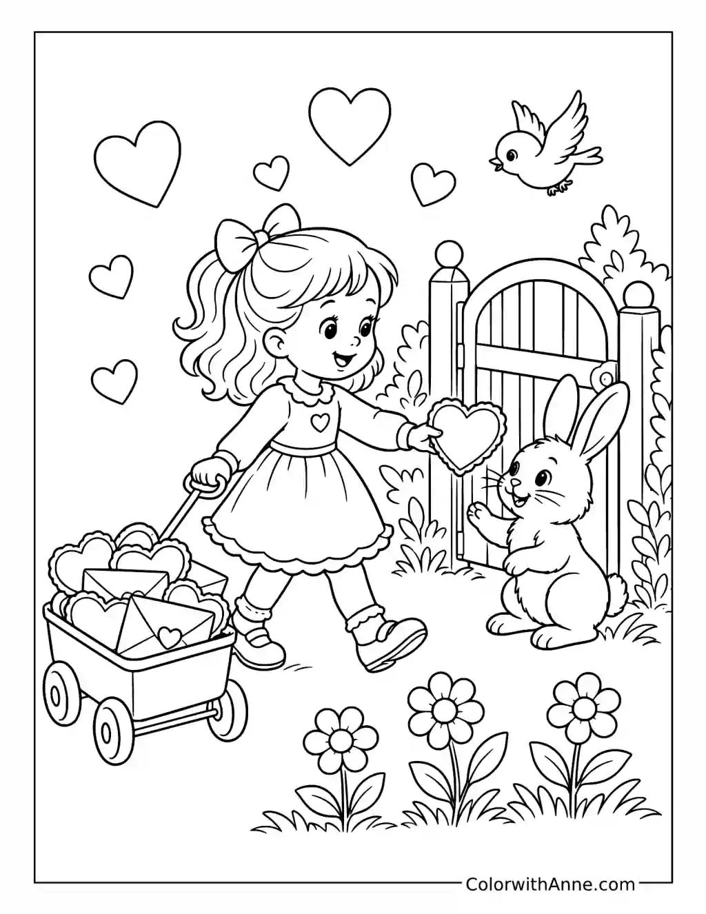 Heart Wagon Delivery Day coloring page