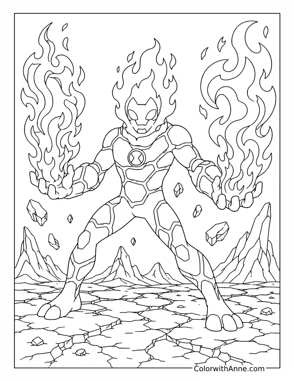 Heatblast Fire Power coloring page