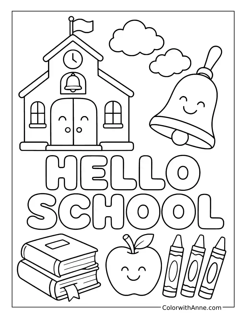Hello School coloring page