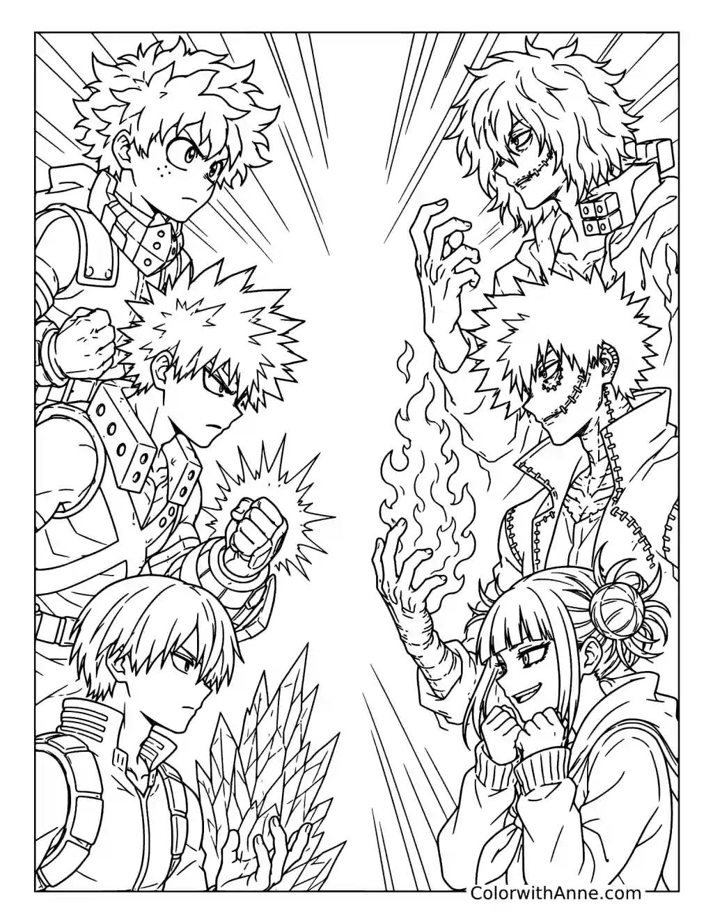 Heroes and Villains Face Off coloring page