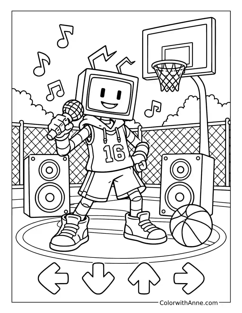 Hex Basketball Court Performance coloring page