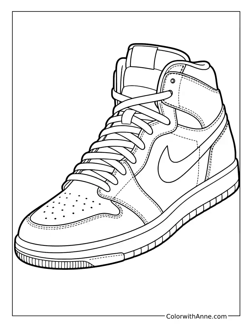 High-Top Sneaker with Swoosh coloring page
