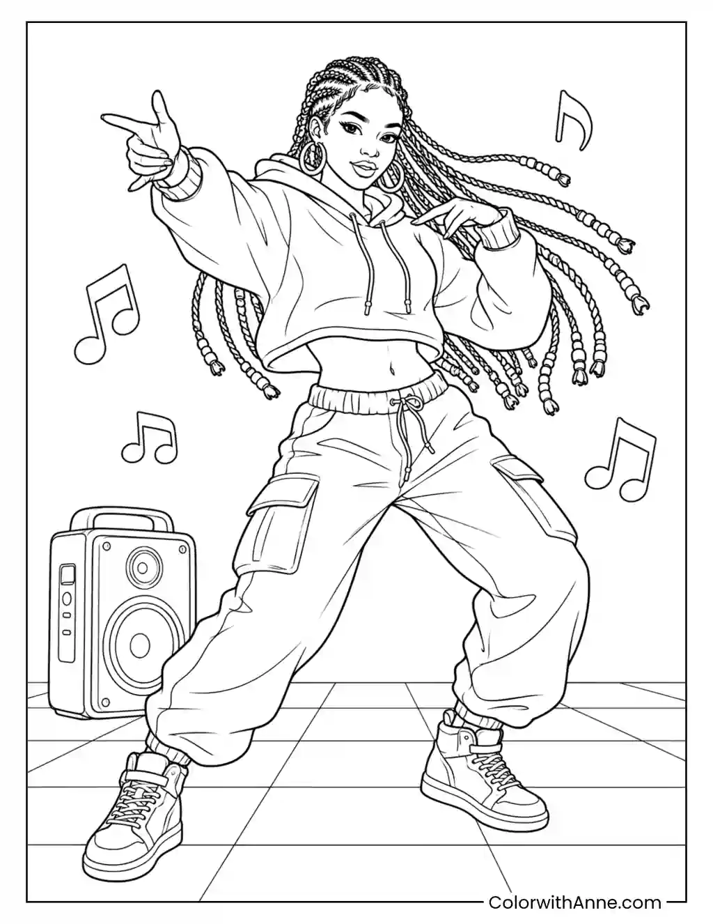 Hip-Hop Dance Crew Leader coloring page