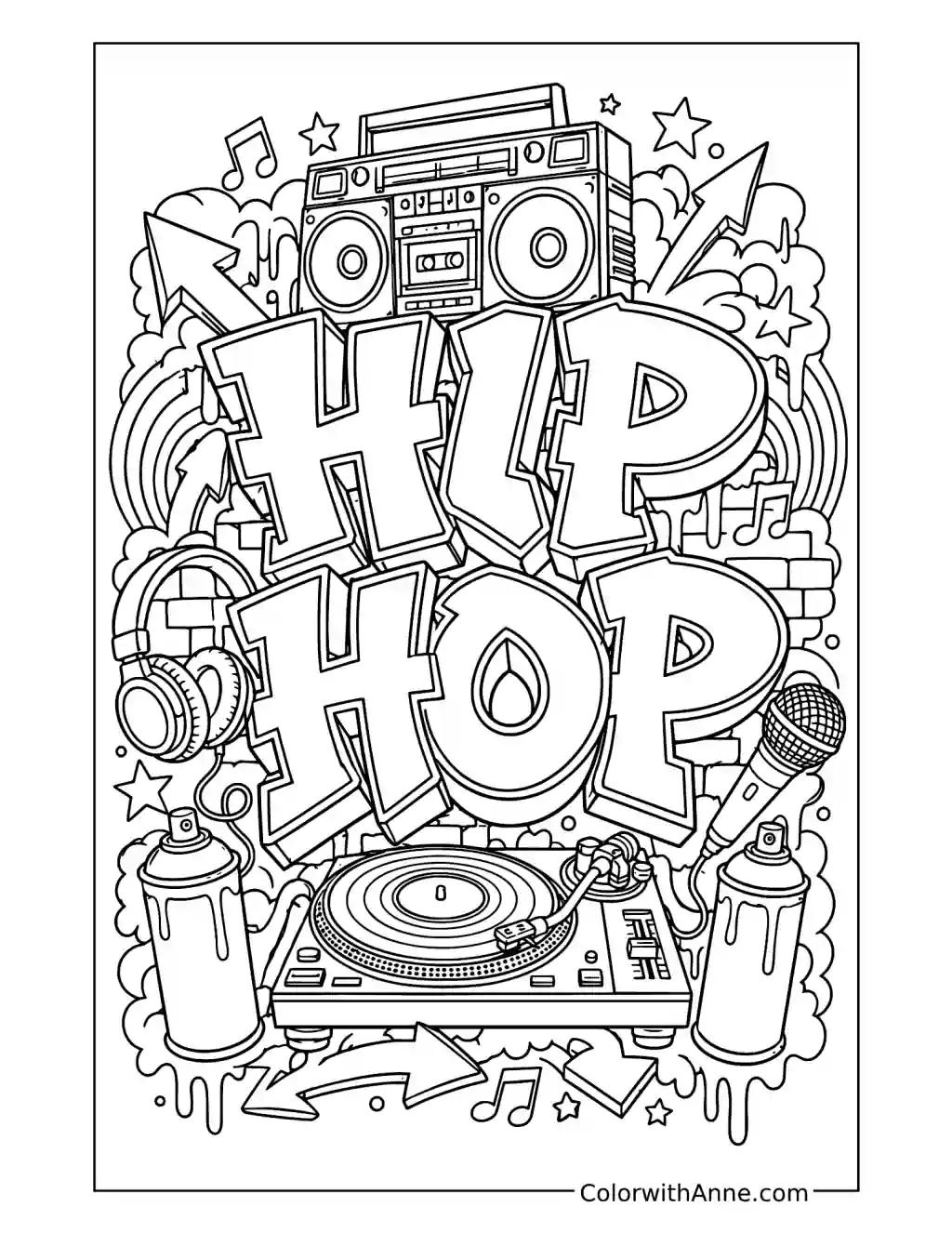 Hip-Hop Graffiti Wall coloring page