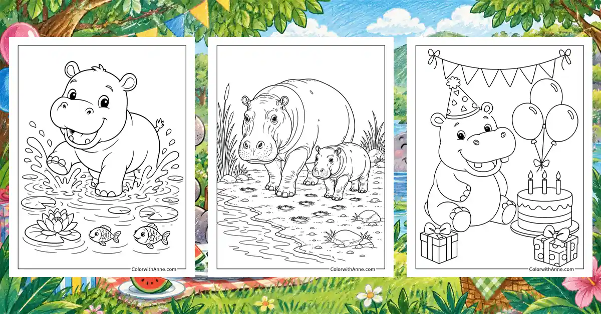 Hippo Coloring Pages banner