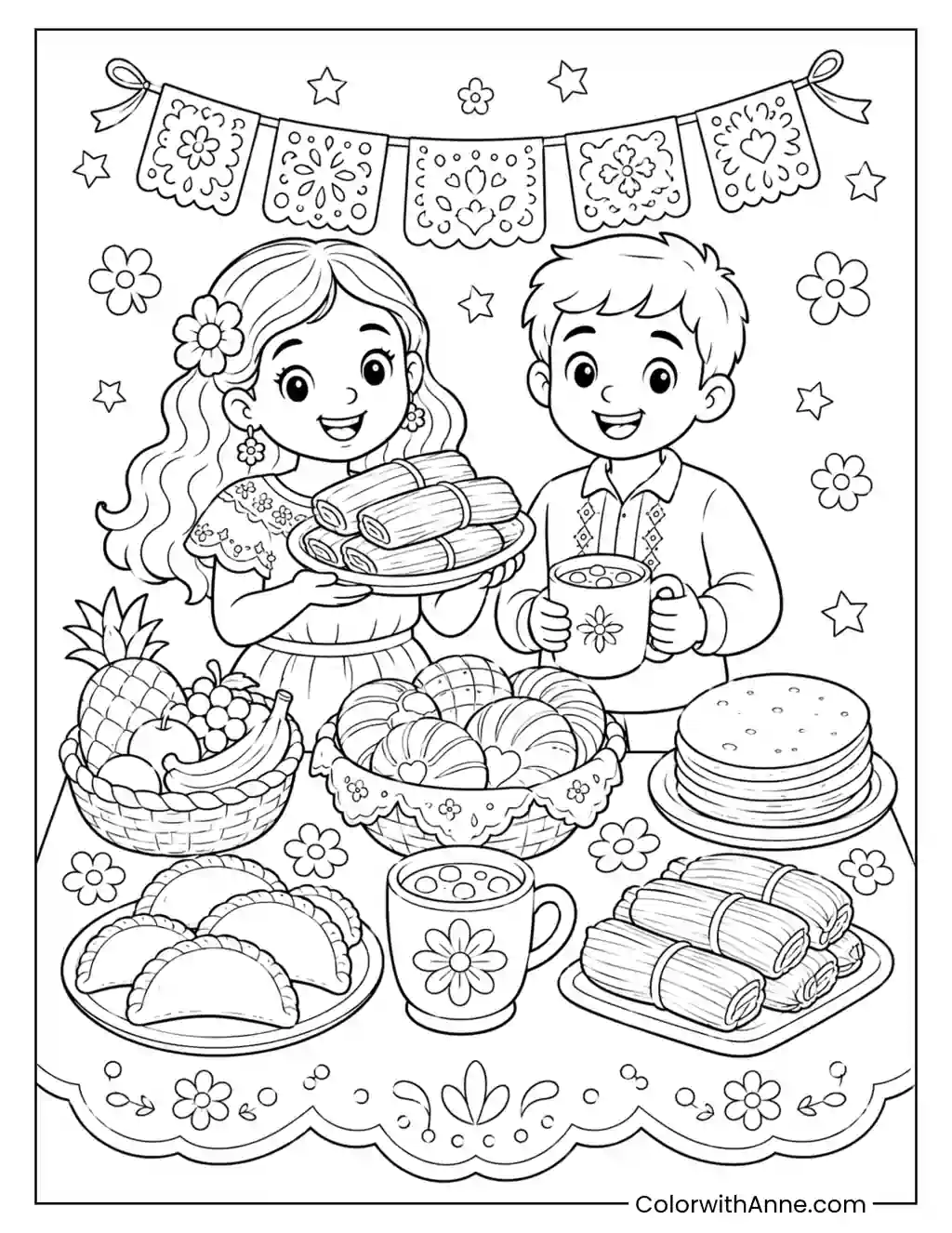 Hispanic Food Festival coloring page