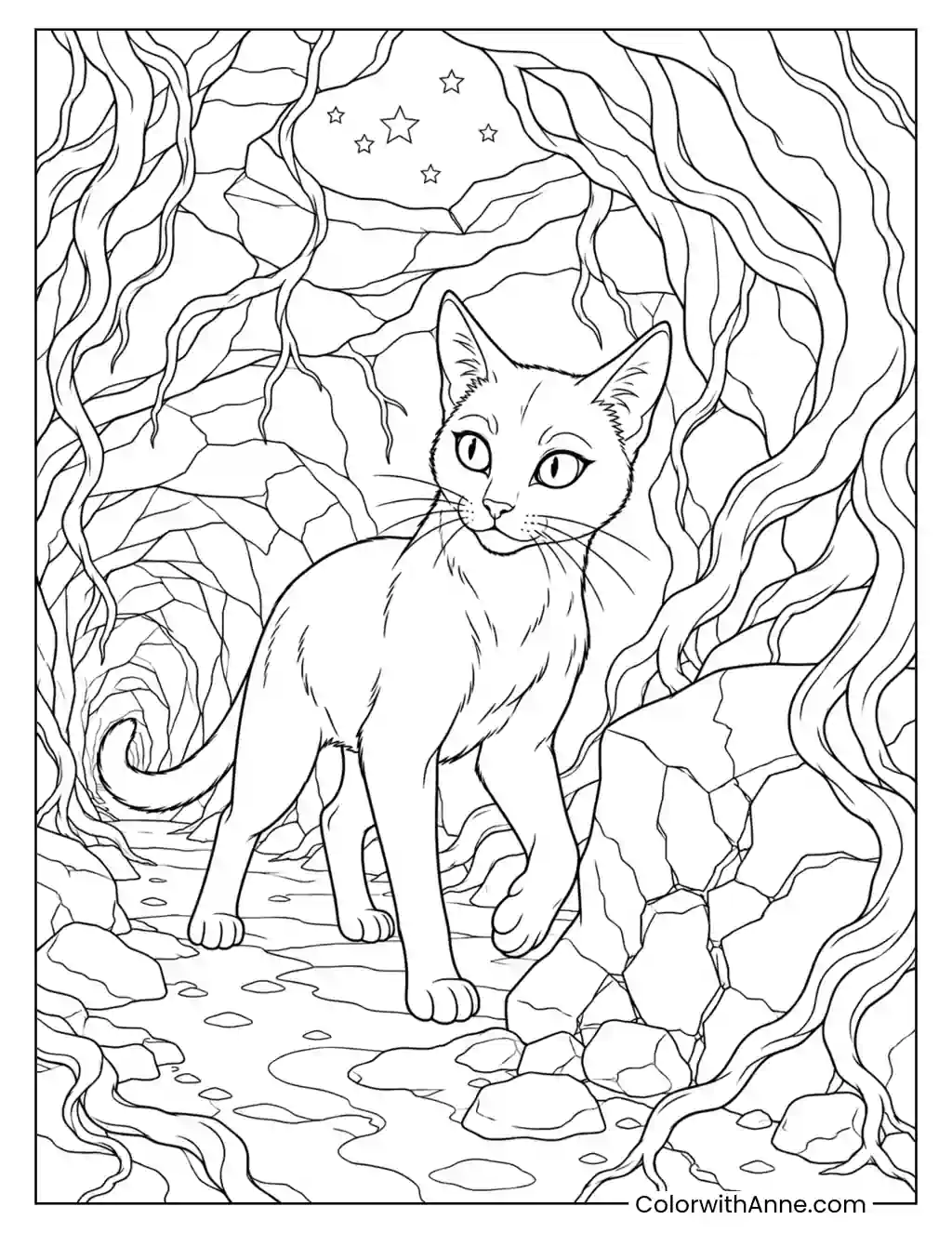Hollyleaf in the Underground Tunnels coloring page