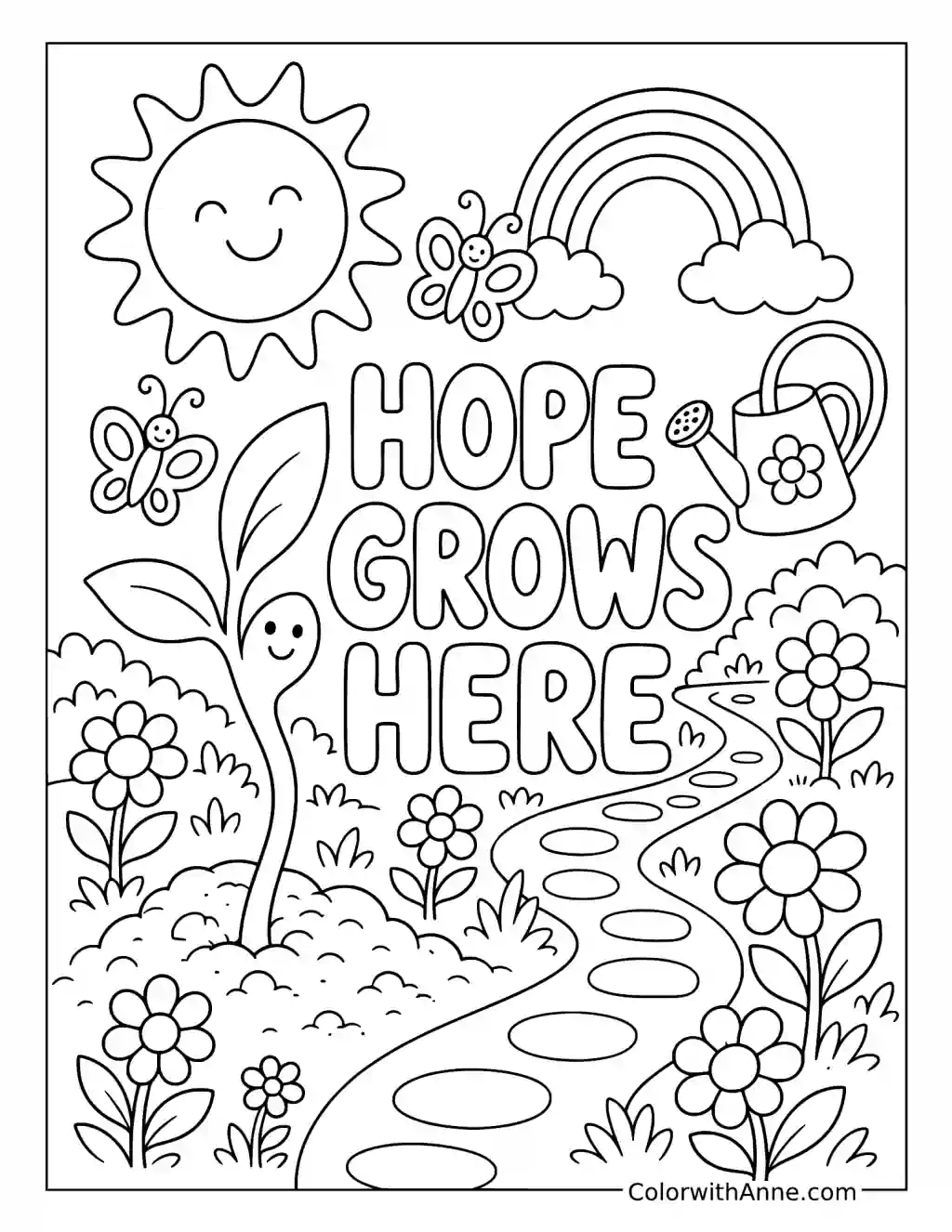 Hope Grows Here coloring page
