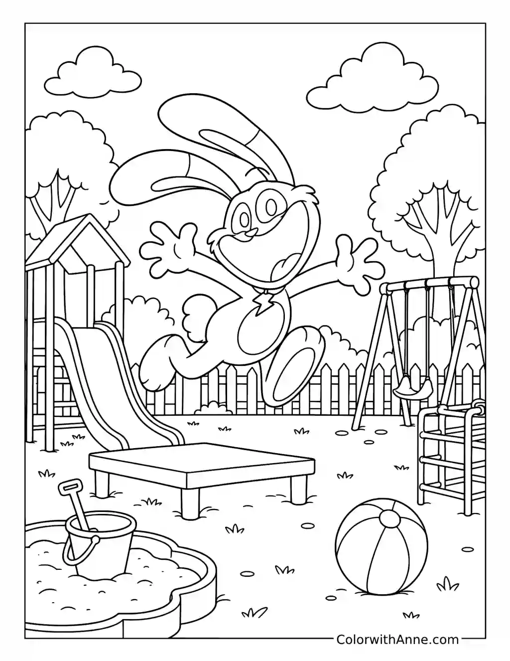 Hoppy Hopscotch at the Playground coloring page