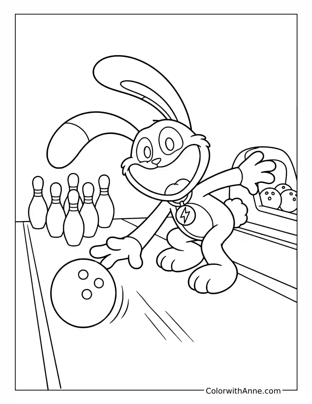 Hoppy Hopscotch Goes Bowling coloring page