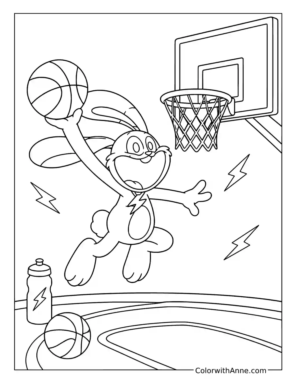 Hoppy Hopscotch Playing Basketball coloring page