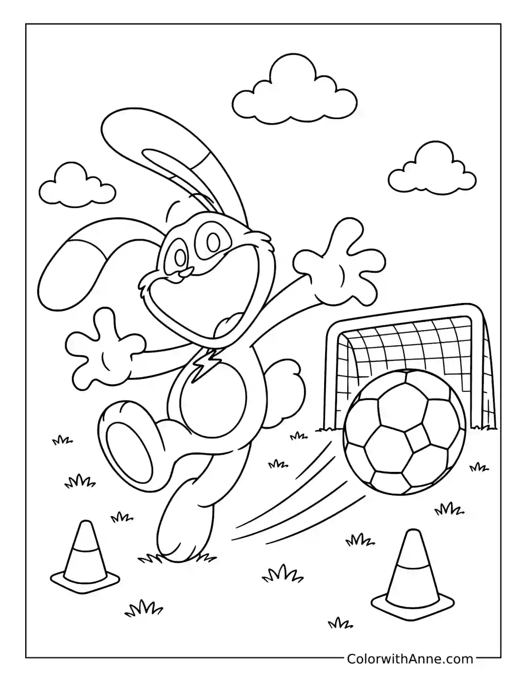 Hoppy Hopscotch Playing Soccer coloring page