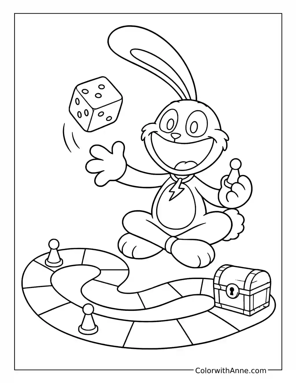 Hoppy Hopscotch Plays a Treasure Board Game coloring page
