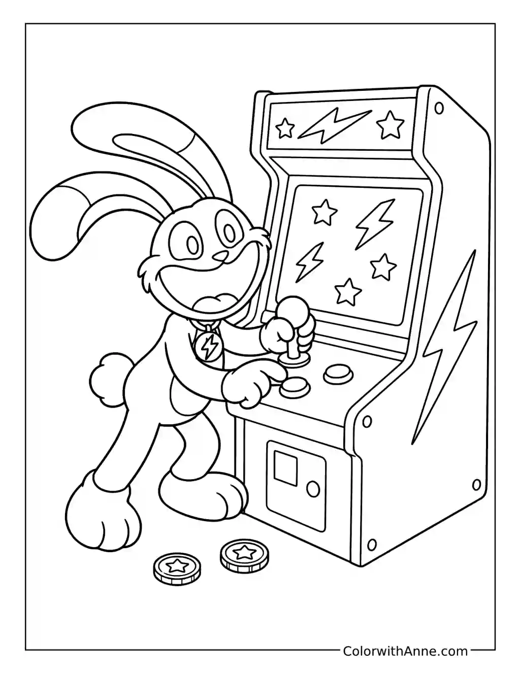 Hoppy Hopscotch Plays an Arcade Game coloring page