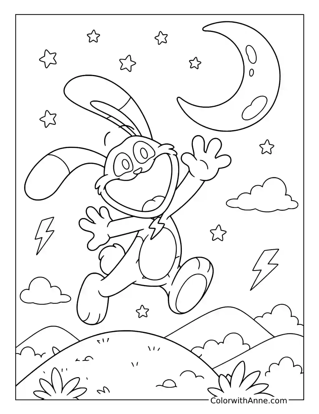 Hoppy Hopscotch Reaching for the Moon coloring page