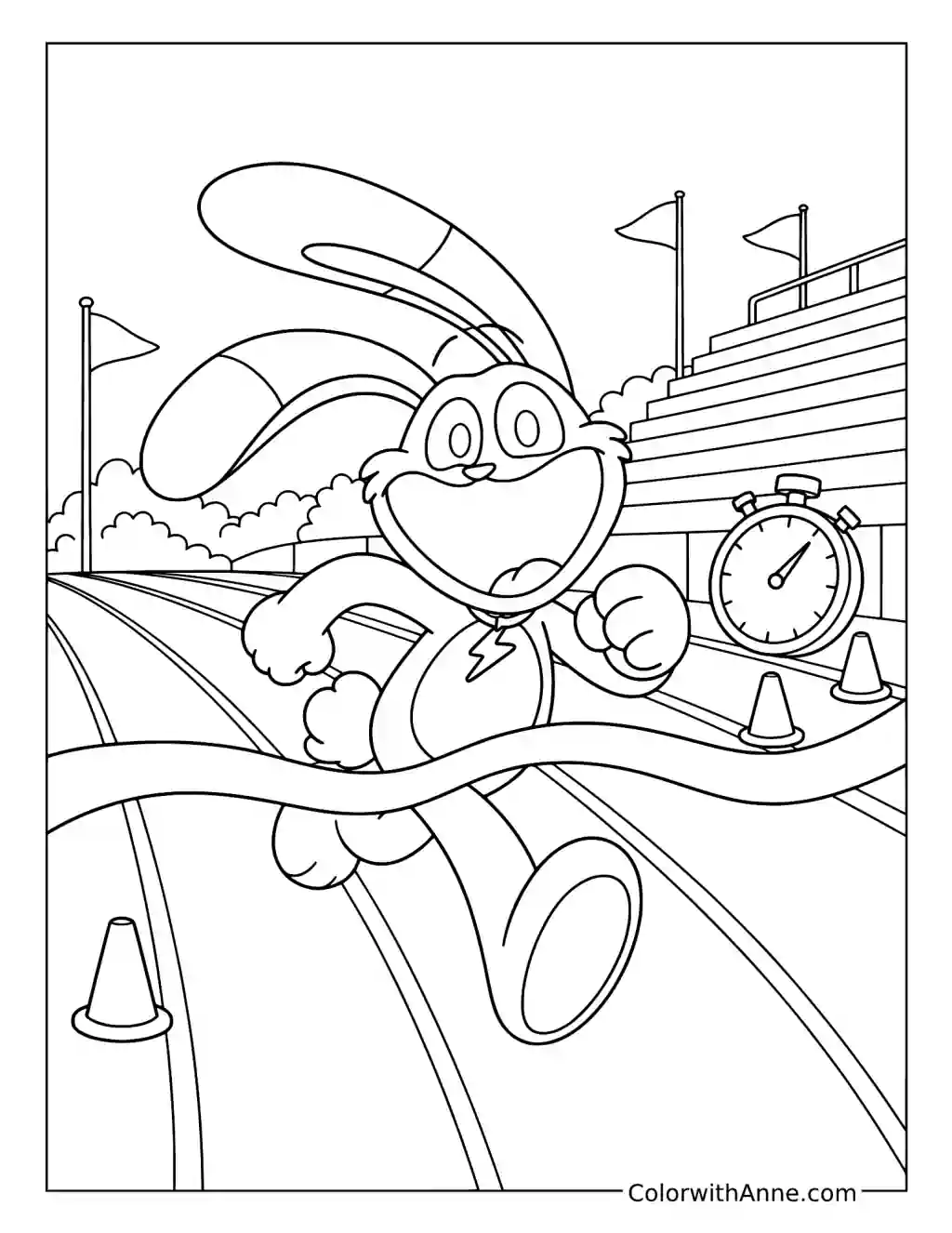 Hoppy Hopscotch Running a Race coloring page