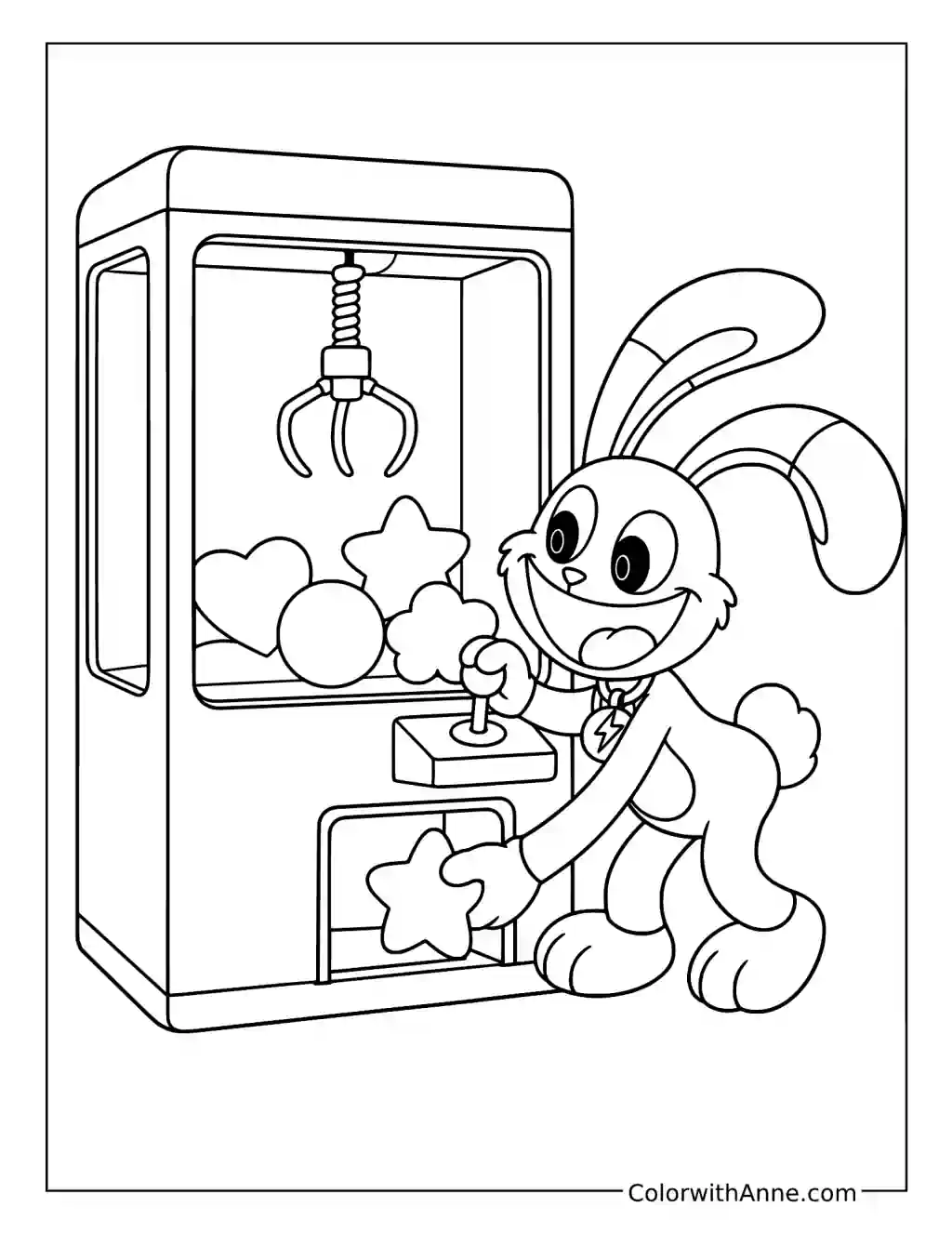 Hoppy Hopscotch Wins at the Claw Machine coloring page