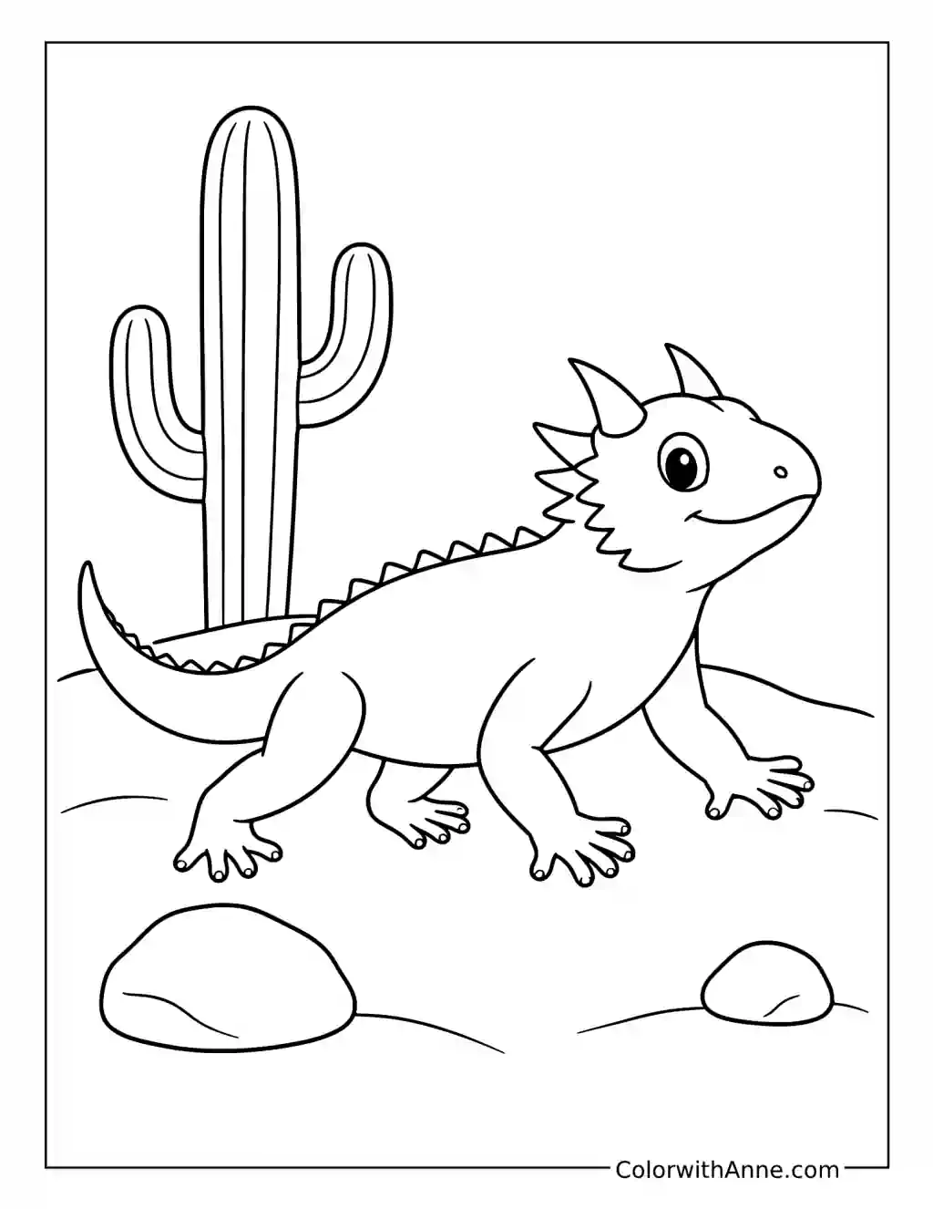 Horned Lizard in the Desert coloring page