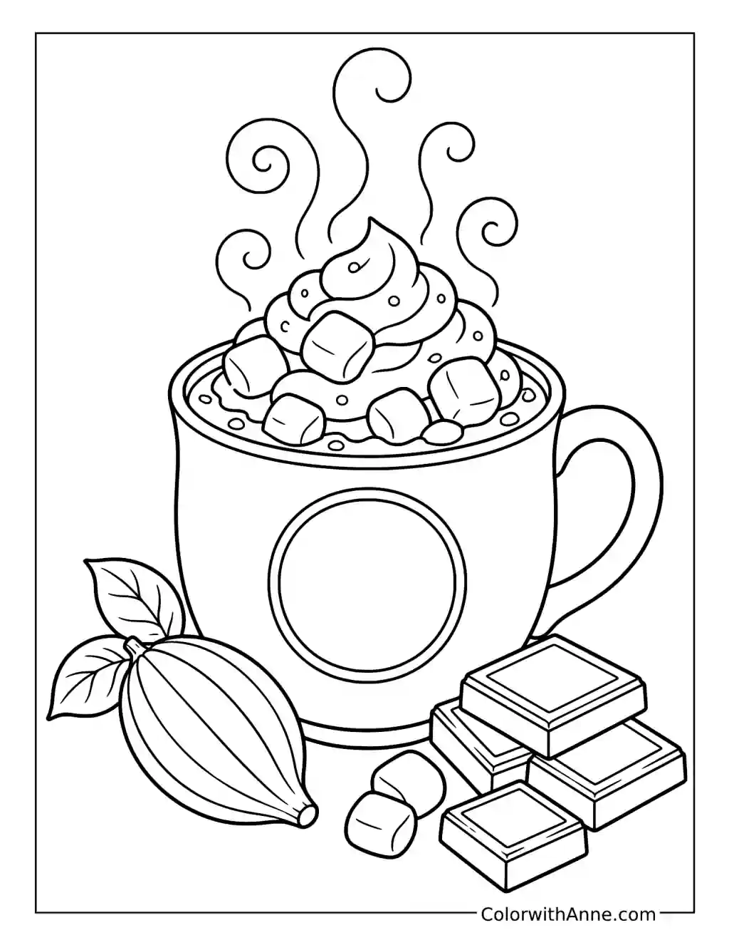 Hot Chocolate with Marshmallows coloring page