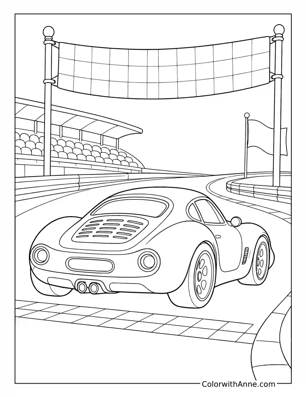 Hot Wheels Coupe Crossing the Finish Line coloring page