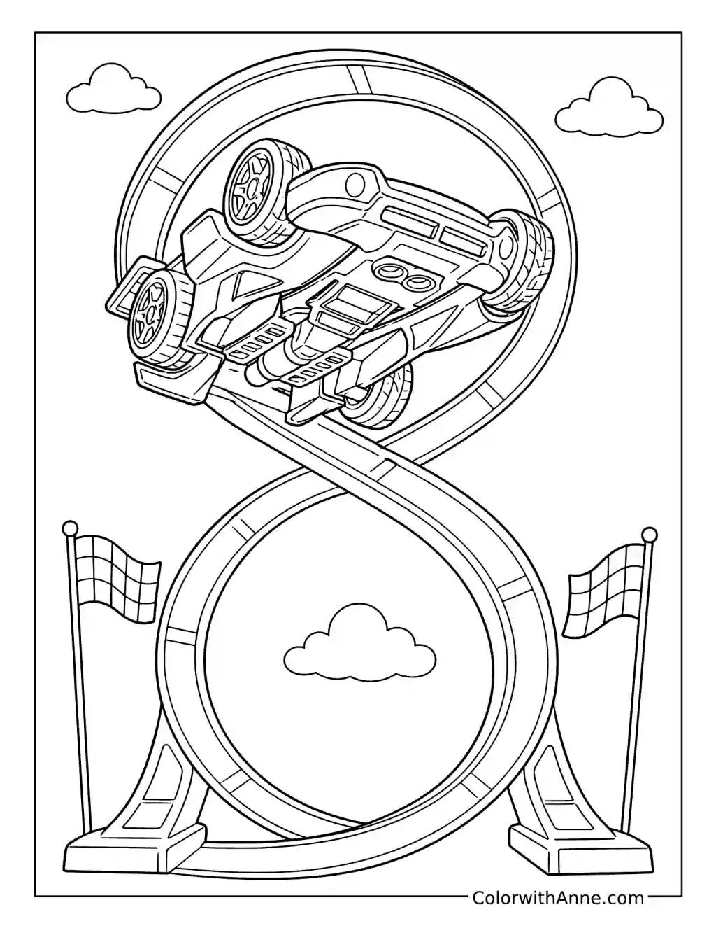 Hot Wheels Stunt Car on a Figure-Eight Loop coloring page