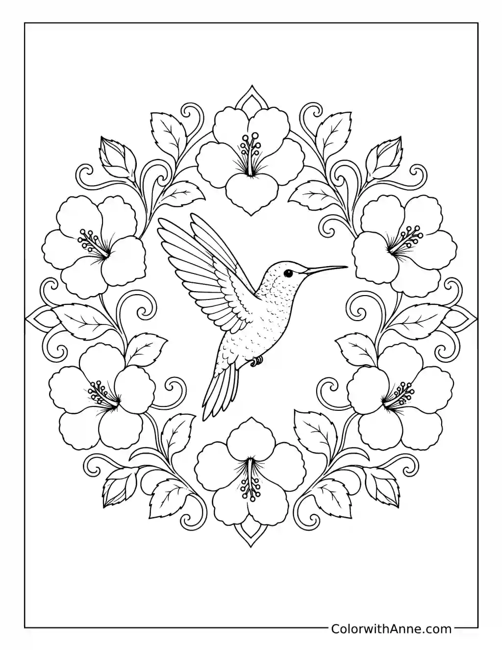 Hummingbird Mandala coloring page