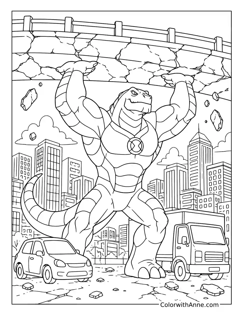 Humungousaur City Rescue coloring page