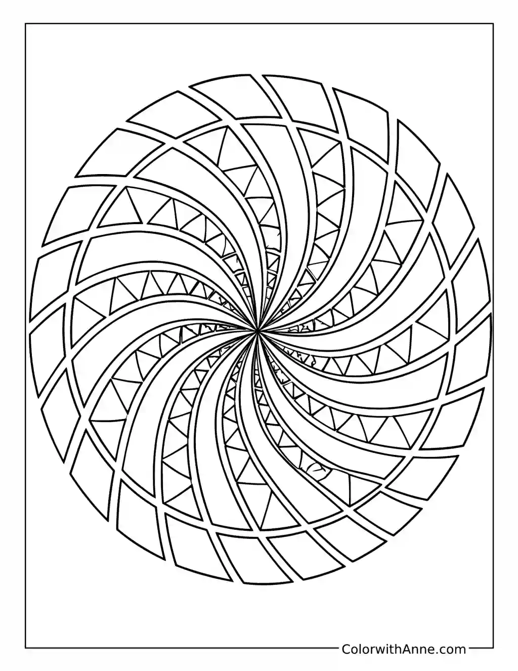 Hypnotic Spiral Optical Illusion coloring page