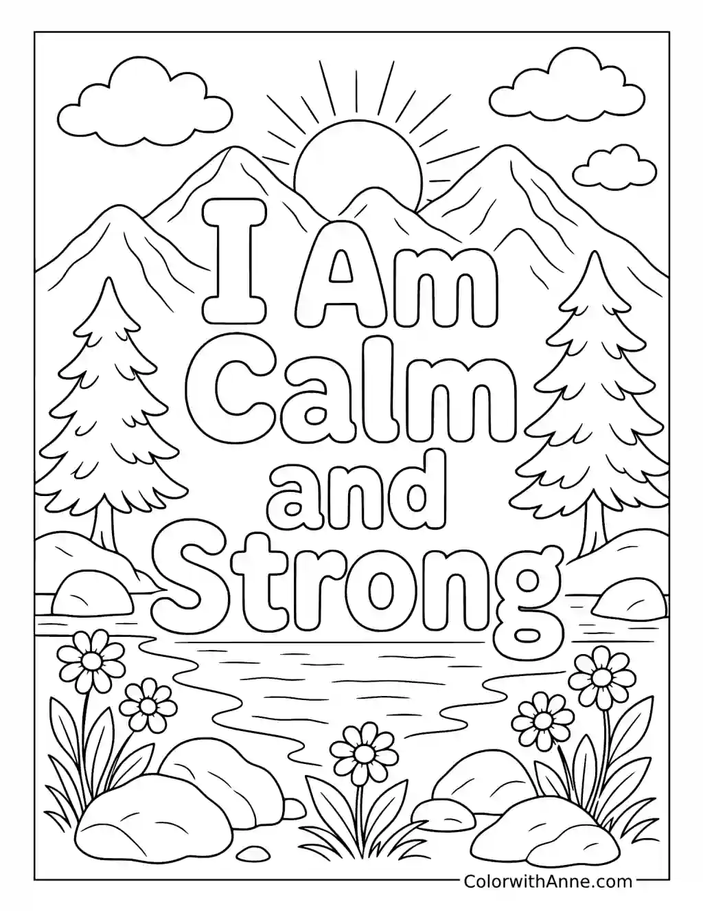I Am Calm and Strong coloring page