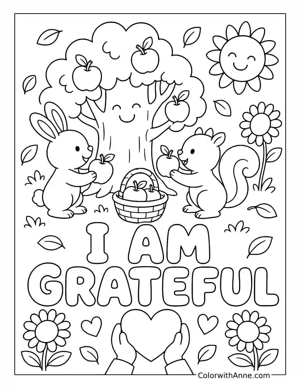 I Am Grateful coloring page