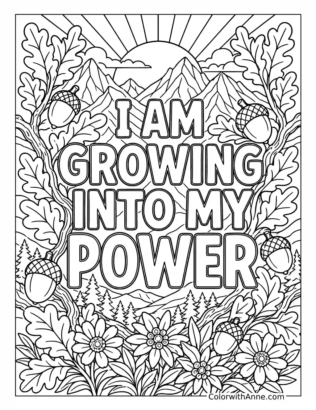 I Am Growing into My Power coloring page