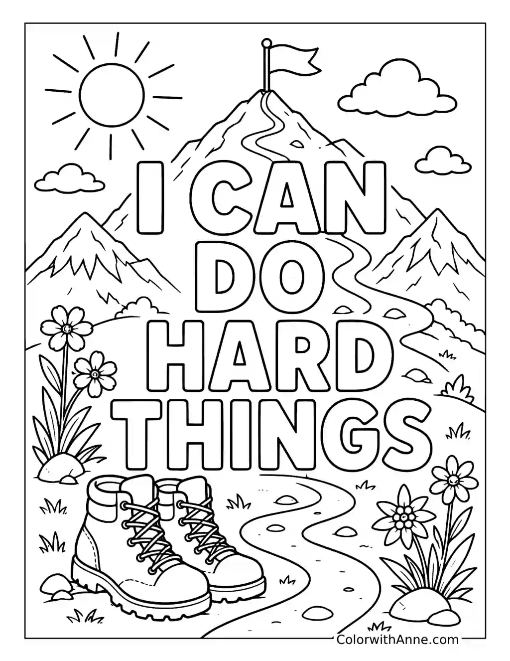 I Can Do Hard Things coloring page
