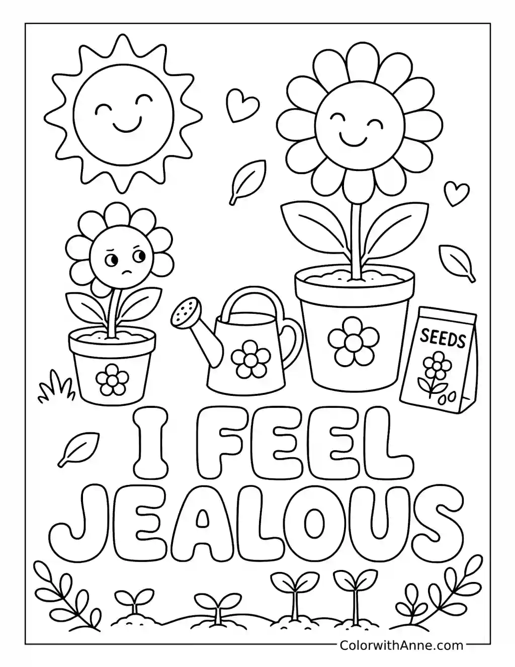 I Feel Jealous Among Growing Flowers coloring page