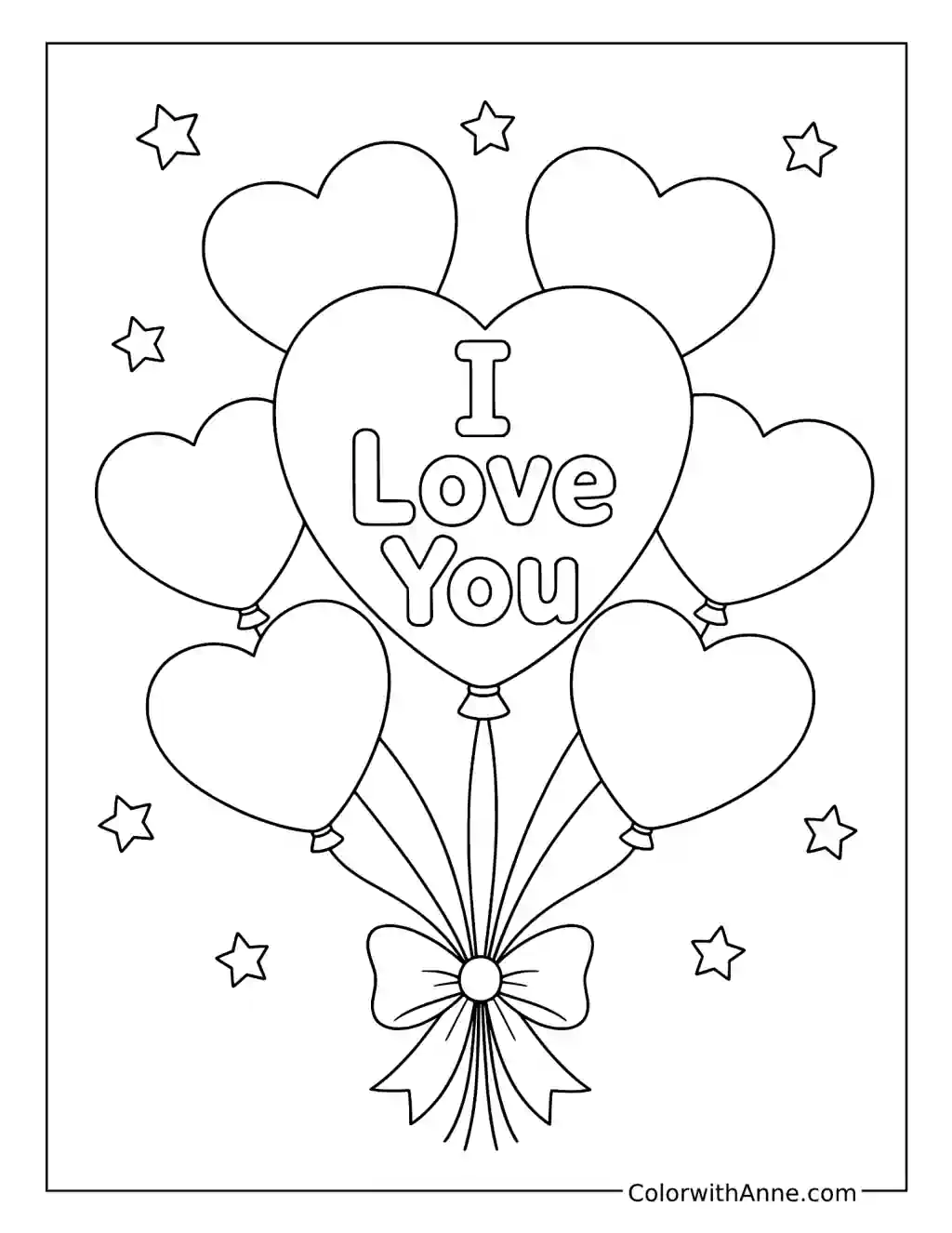 I Love You Balloon Bouquet coloring page