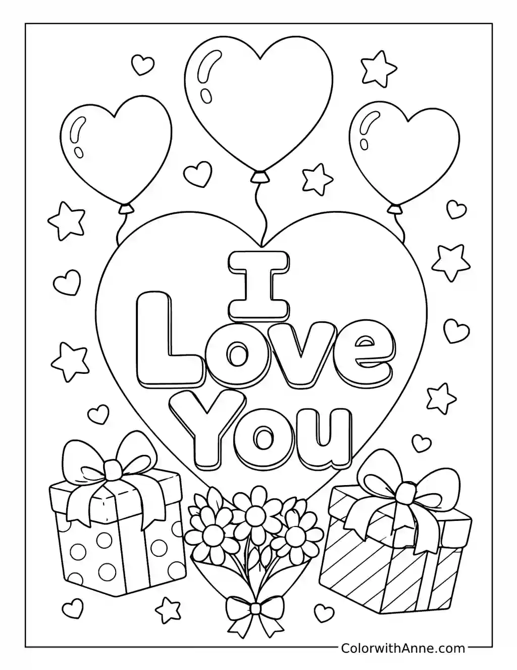 I Love You Celebration coloring page