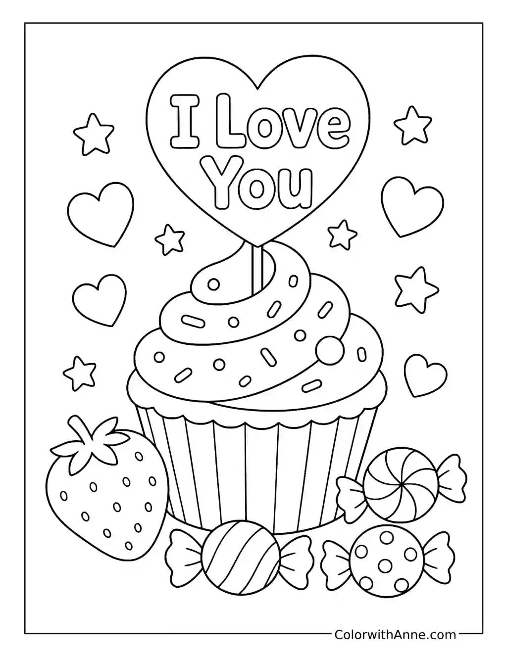 I Love You Cupcake coloring page