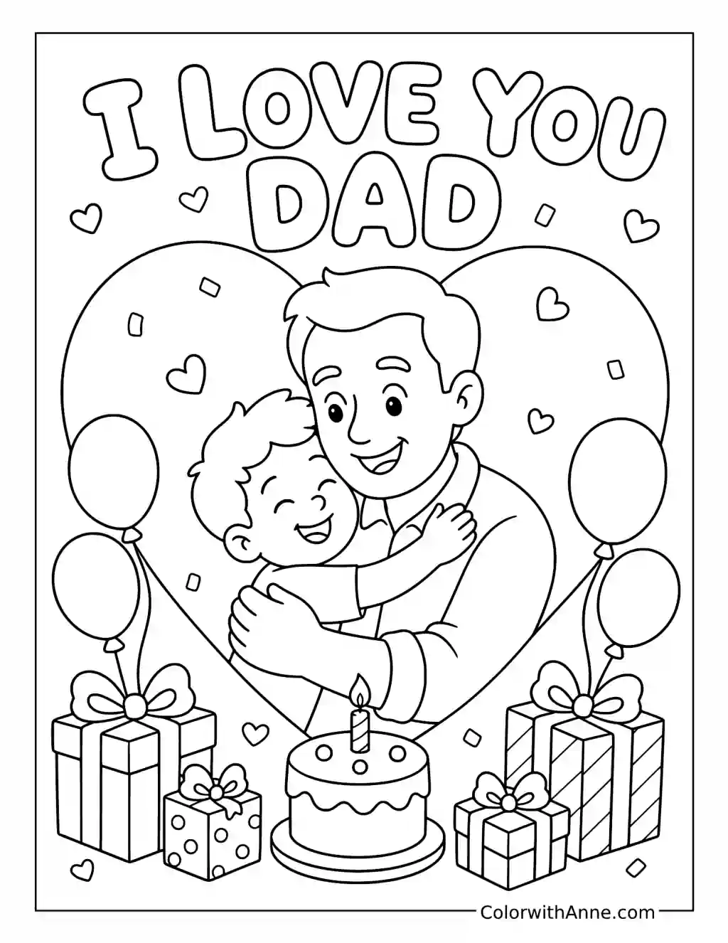 I Love You Dad Birthday coloring page