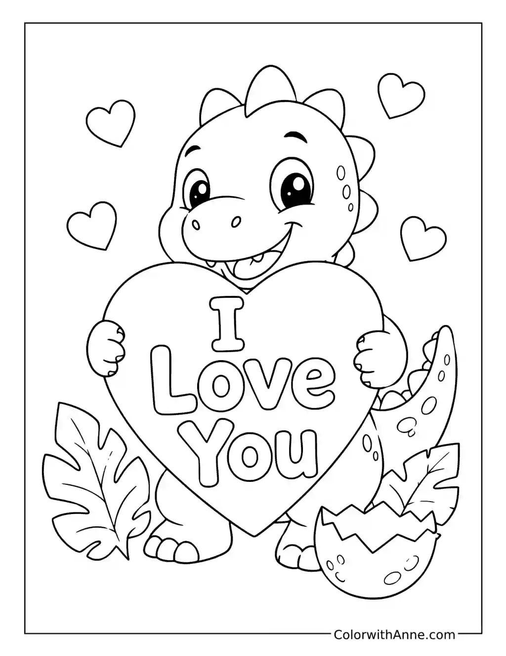 I Love You Dinosaur coloring page