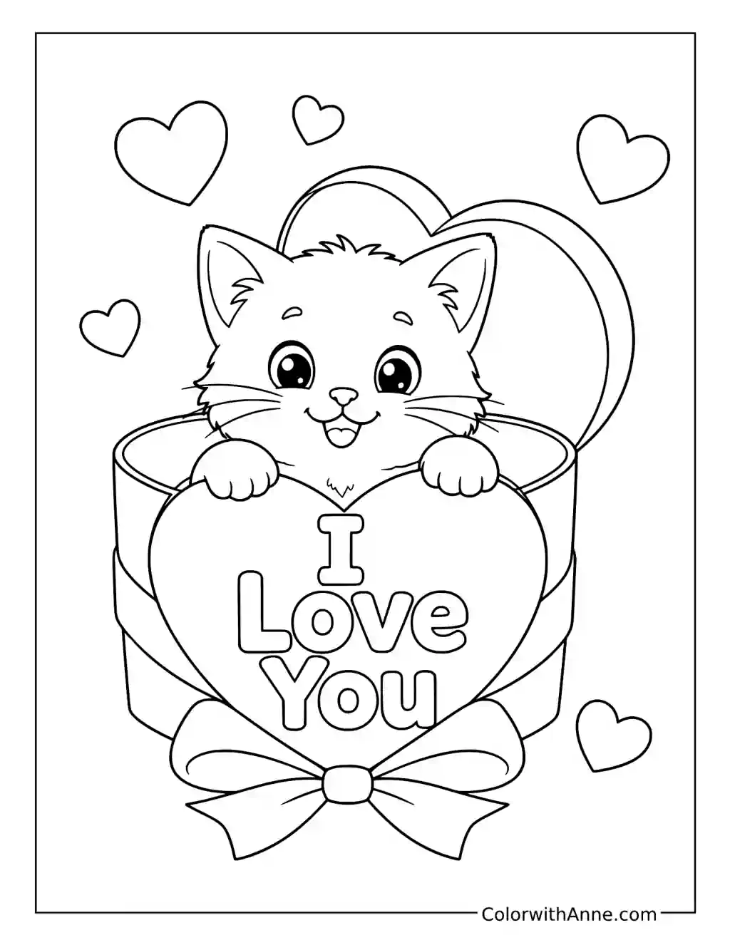 I Love You Kitten coloring page