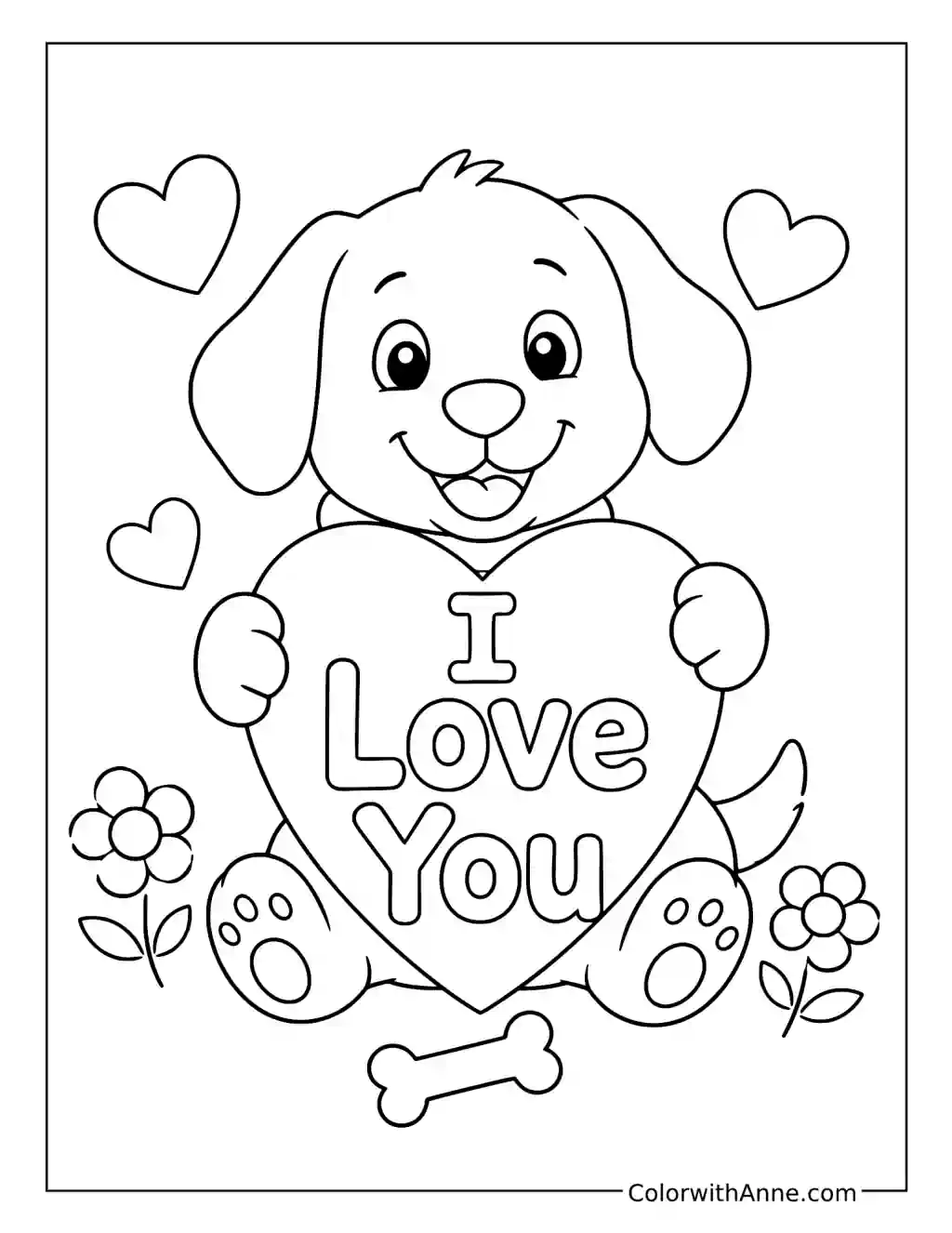 I Love You Puppy coloring page