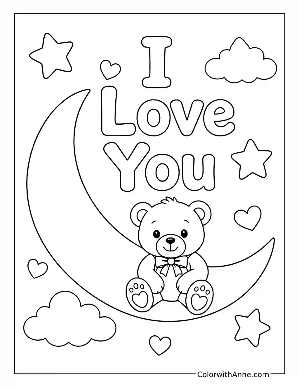 I Love You to the Moon and Back coloring page