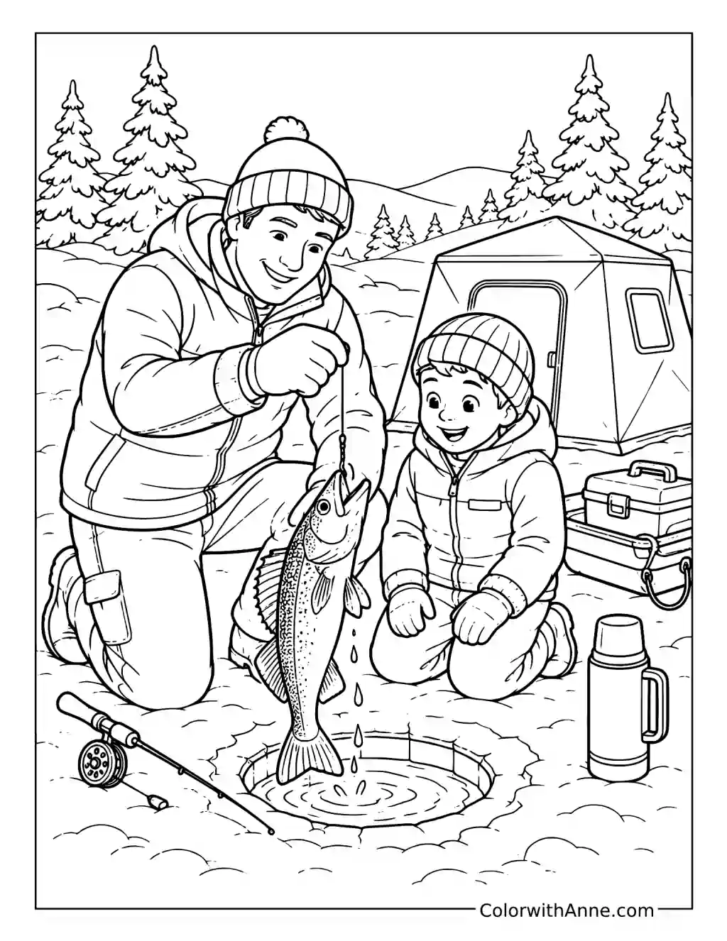 Ice Fishing Fun coloring page
