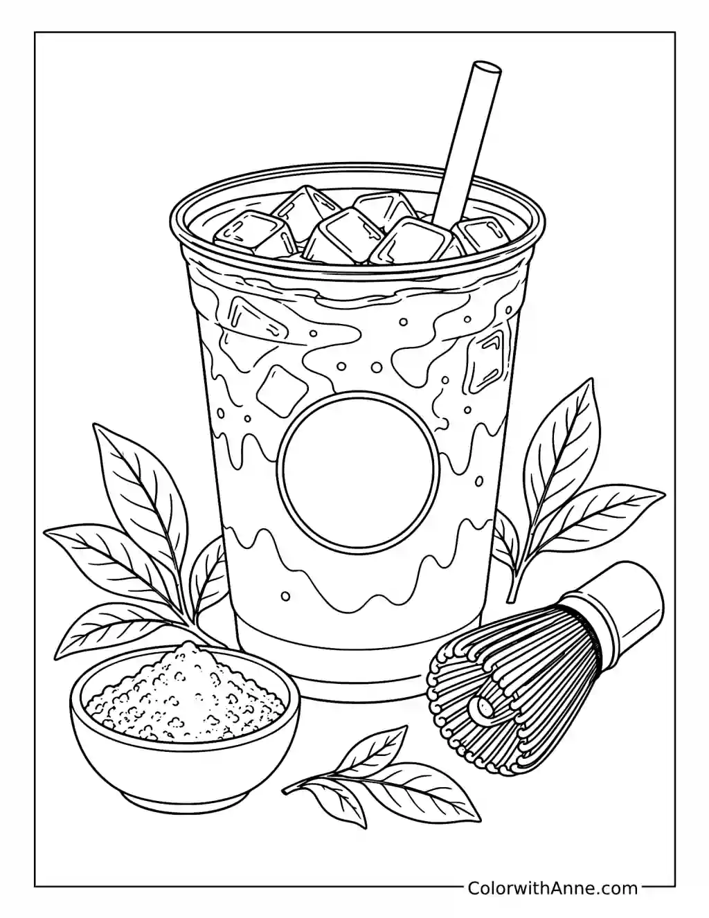 Iced Matcha Latte coloring page